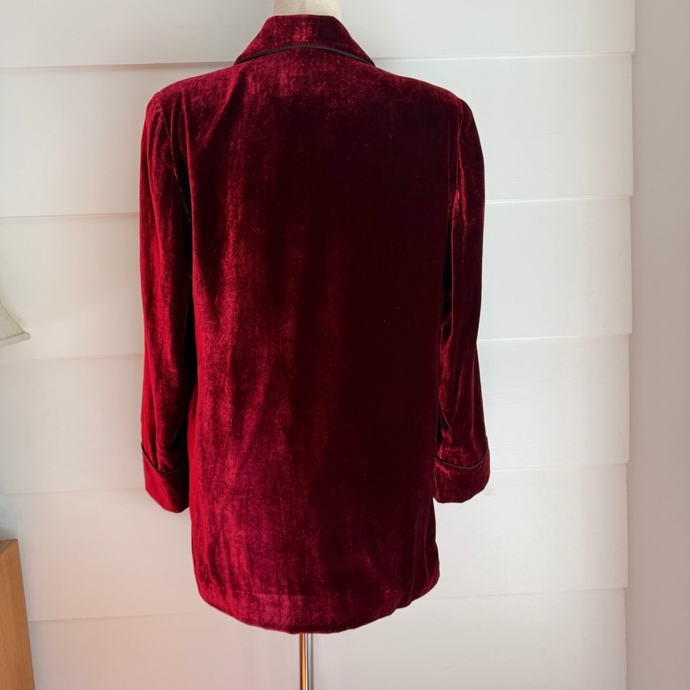 Vintage Tommy Hilfiger Red Velvet Smoking Jacket size 8 - Picture 4 of 8